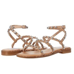 Steve Madden Tan Crystal-Embellished Gladiator Sandals